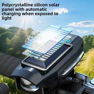 Lámpara Delantera para Bicicleta con Energía Solar, Bocina ABS, Luz Alta, Resistencia IP20, Ideal para Ciclismo de Montaña - Product Image 3