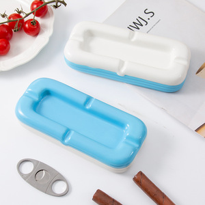 Cenicero de Cerámica Cuadrado Blanco y Azul, Porta Cigarros para Hogar, Oficina o Regalo, Número de Pieza DD1702 - Product Image 2