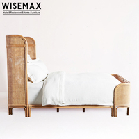 WISEMAX MÖBEL Fabrik direkt moderne natürliche Rattan Rahmen Schlafzimmer Korb geflecht Hotel hohe Rückenlehne Bett