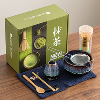 Astief – Nouveaux Kits de Fouets à Matcha en Céramique Fumée Bleue de Qualité Cérémoniale Faits Main avec Bec Verseur, Personnalisables pour les Amateurs de Matcha