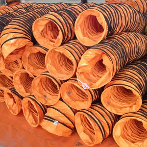 16" 400MM 10M Orange Color Pvc Tarpaulin Flexible Duct For Air Movers Good Quality Flexible Duct For Ventilating