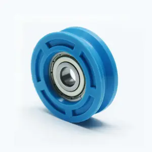 Polea de plástico con ranura en U de 10x50x15,2mm, rodamiento 6200 de acero cromado PA6 PA66, polea de nailon POM, rodillos para puertas y ventanas correderas - Product Image 1
