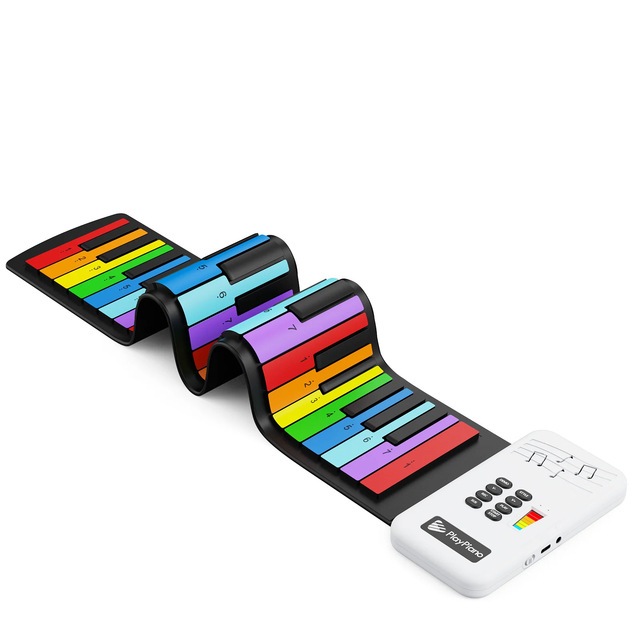49-Key Roll Flexible Portable Foldable Plastic Children Electronic Piano Colorful Digital Lightweight Silicone Hand-Rolled Piano