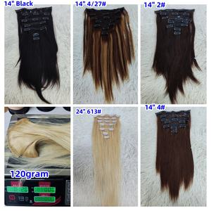 Extensiones de Cabello con Clip Letsfly 10A Negras para Mujer, Cabello Humano 100% Liso Negro Natural, 7 Piezas/Set 120g, Cabello Virgen Brasileño - Product Image 2