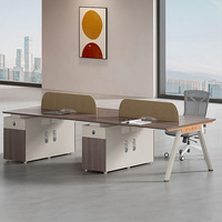 Poste de travail modulaire élégant pour bureau, bureau multi-postes pour le personnel avec écran acoustique et armoire à roulettes verrouillable pour le bureau