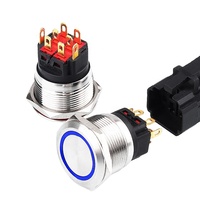 WD tombol sakelar Tekan logam Grendel sementara, tombol sakelar tekan kontak perak Remote Control 22mm