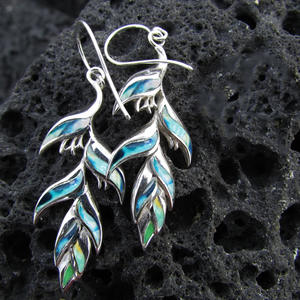 Orecchini pendenti Bohemia placcati in argento da donna, a forma di pianta con intarsio a conchiglia e montatura a castone, gioielli alla moda per feste - Product Image 5