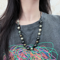 Nouveau tour de cou bijoux populaires avec perle perlée à la mode hip-hop titane noir collier de perles pour hommes et femmes collier empilé