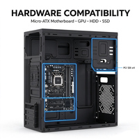 Boîtier PC Gaming Micro-ATX Mid-Tower Noir avec Ventilateur RGB – Vente en Gros Direct Usine