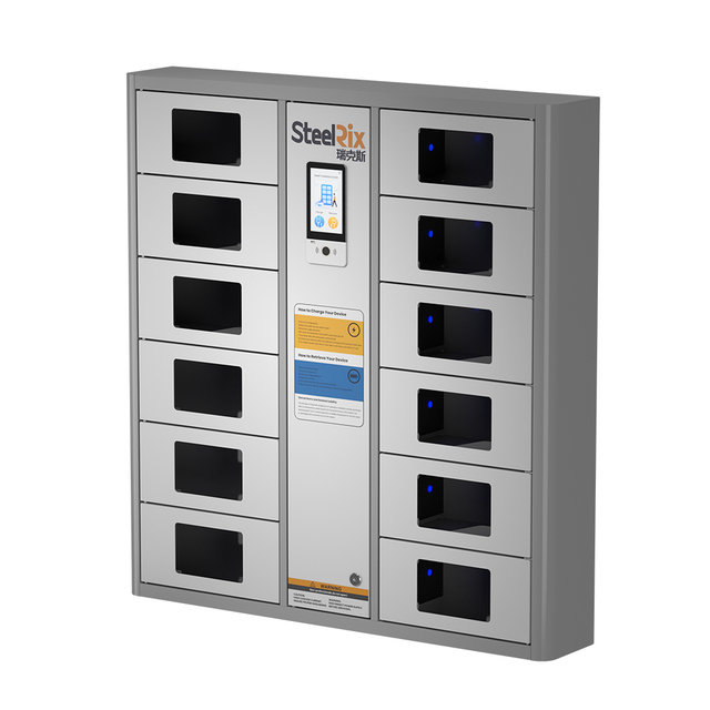 12 Bays Wall-mounted or Stand Digital System Clear Door Steel Cell Phone Charging Station Lockers for Phones