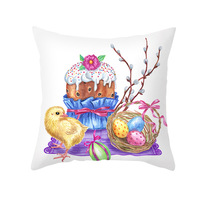 Maßgefertigter Osterhase & Ei Bedruckter Kissenbezug, Niedlicher Cartoon-Samt-Sofakissenbezug, Pfirsichhaut-Schlafzimmer-Rückenkissen