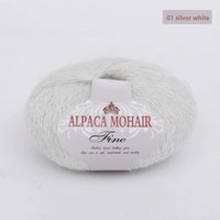 Fil à tricoter en mohair pailleté 50g, laine moyenne fine pour pulls
