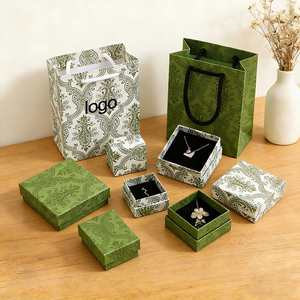 Factory Direct Customizable Free Design Green Damask Paper <b>Gift</b> <b>Bag</b> With Handle Eco-Friendly Ideal for Jewelry Packaging - Product Image 2