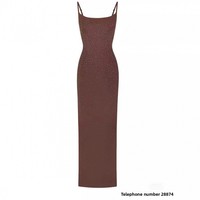 Robe longue moulante élégante et chic de style américain pour l'automne, ornée de strass, avec jupe longue moulante sexy pour les occasions mondaines