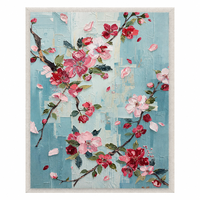 Peinture à l'huile 100% peinte à la main sur toile de coton et lin, 30x45cm, motif floral rose en 3D, texture épaisse impasto, art mural, décoration intérieure
