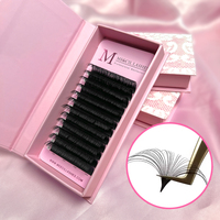 Extensions de cils en soie volume effet cachemire noir mat, plateaux de cils volume C D, faits main et volumineux