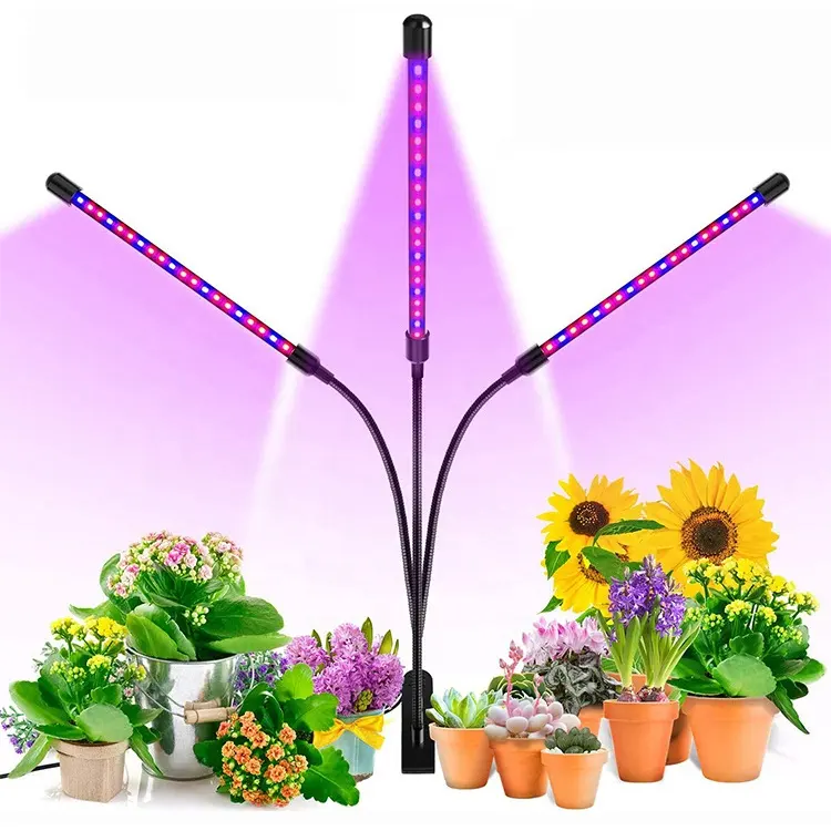 2 Head 9 Dimmable Levels LED Grow Light 3 Modes Timing Function Grow Lamp Red and Blue Combination Grow Lights for Indoor Plants