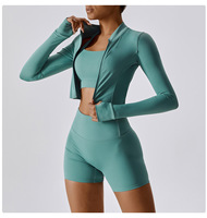 Ensemble de yoga sans couture personnalisé 4 pièces grande taille sans manches avec leggings taille haute pour l'entraînement et le fitness en Spandex/Nylon à séchage rapide