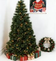 Sapin de Noël artificiel de 2,3 m pré-éclairé blanc chaud avec 500-1000 lumières LED, aiguilles de pin réalistes et denses, résistant aux intempéries