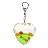 Porte-clés en plastique en forme de cœur rose, bleu, vert, rempli de liquide, avec flotteur en résine en forme de bateau et confettis scintillants à l'intérieur, idéal pour les cadeaux