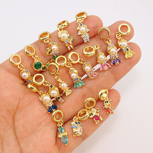 CZ8906 Little Small Mini 18K chapado en oro cuentos de hadas circón CZ Micro Pave princesa figura sirena chica colgante encantos colgantes - Product Image 1