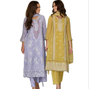 New Heavy Soft <b>Organza</b> Dupatta with Fancy Embroidery Work Moti Work & Lace Enhanced Heavy <b>Silk</b> for Indian Pakistani Clothing - Product Image 1