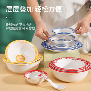 Melamine Dinnerware <b>Set</b> Round Plates Bowls Cups Spoon A5 Material <b>Restaurant</b> Hotel Use Daily Tableware 4 Piece <b>Set</b> - Product Image 5