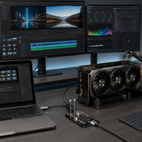 Adaptor Kartu Grafis Eksternal USB4 Thunderbolt 4 ke PCIe X16 EGPU 40Gbps untuk Laptop Gaming, Pengeditan Video, dan Rendering