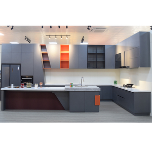 Armoire de <span class=keywords><strong>cuisine</strong></span> haute de luxe avec portes d'entrée élégantes en verre - Product Image 1