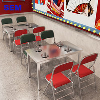 Ensemble table et chaises pliantes en acier inoxydable SEM Factory Wholesale, table carrée pour salle à manger, ensemble de 4/8 chaises, table pour restauration rapide et hot pot