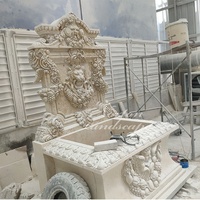 Statue de tête de lion en marbre et granit sculptée à la main, personnalisée, antique, pour fontaine murale en pierre pour jardin
