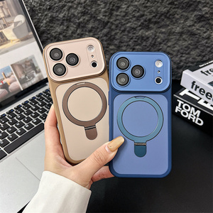 Original Camera frame Glass Magnetic holder Phone case for <b>iPhone</b> 17 16 15 14 Pro Max Frosted <b>stand</b> Converted Bracket Back Cover - Product Image 5