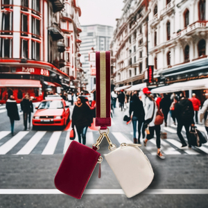 Portefeuille double de luxe de créateur, porte-cartes, mini-sac à monnaie, double pochette zippée, porte-clés bracelet - Product Image 5