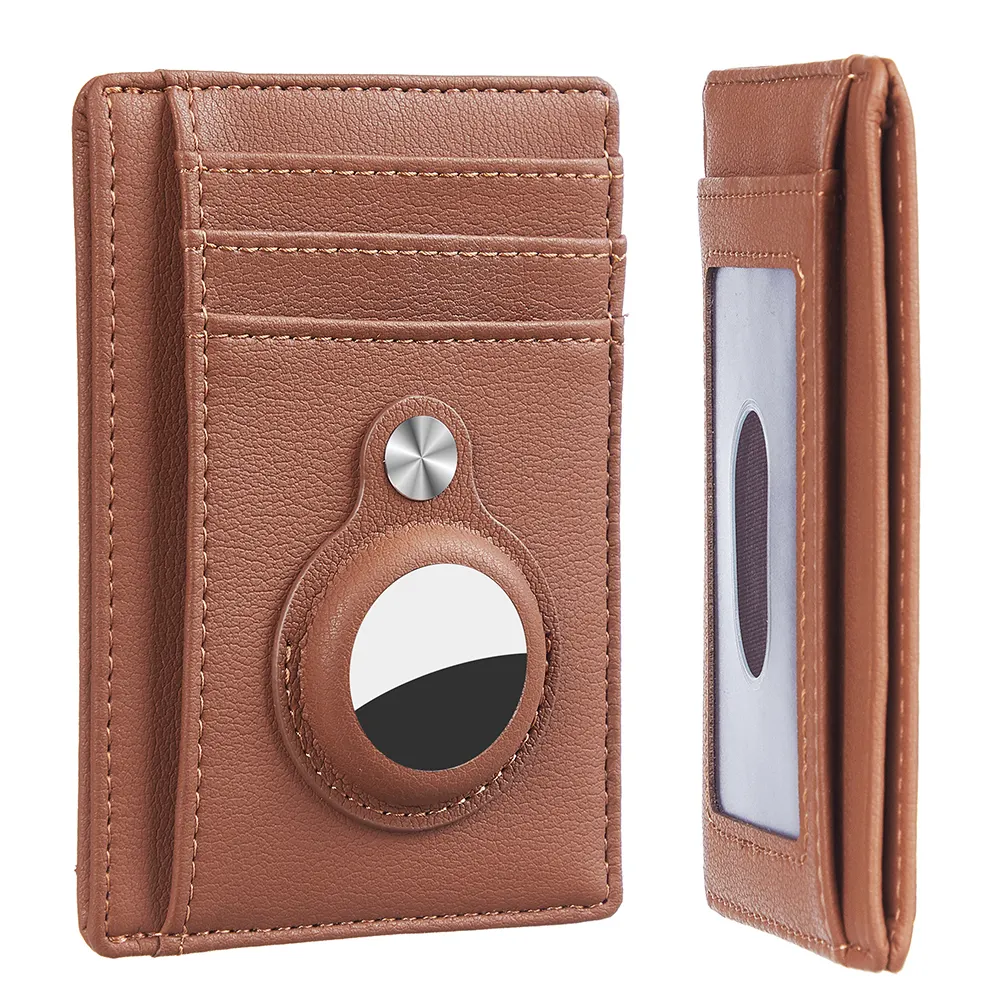 Slim Minimalist Custom Logo New Design Faux Leather Genuine Leather Card Holder Wallet For Airtag