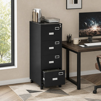 Elegante Archivador Vertical de Acero Laminado en Frío con Cerradura, 4 Cajones, Tamaño A4, Mueble Metálico de Almacenamiento para Oficina