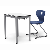 Table d'étude scolaire en bois, bureau individuel robuste avec chaise, ensemble complet