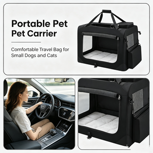 Soft Sided Dog <b>Carrier</b> Collapsible <b>Pet</b> Travel <b>Carrier</b> With Breathable Mesh Windows Storage Pockets Portable Dog Cat <b>Carrier</b> - Product Image 2