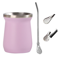 Precio de Fábrica, Vasos Térmicos de Acero Inoxidable Aislados Personalizados de 8oz, Taza para Yerba Mate con Cuchara, Taza de Regalo Ecológica
