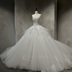 Robe de mariée élégante Nt143, robe de bal sans bretelles, corset à paillettes, tulle scintillant, robe de mariée Jancember - Product Image 2