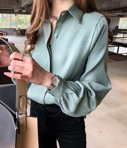 HANO kemeja ukuran besar <span class=keywords><strong>4XL</strong></span> wanita, kemeja noda putih kasual longgar lengan panjang kancing Streetwear 2021 - Product Image 5