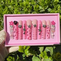 Uñas de prensa francesas acrílicas artificiales cortas hechas a mano al por mayor puntas de uñas postizas estilo ataúd de lujo diamantes de imitación para salón de dedos