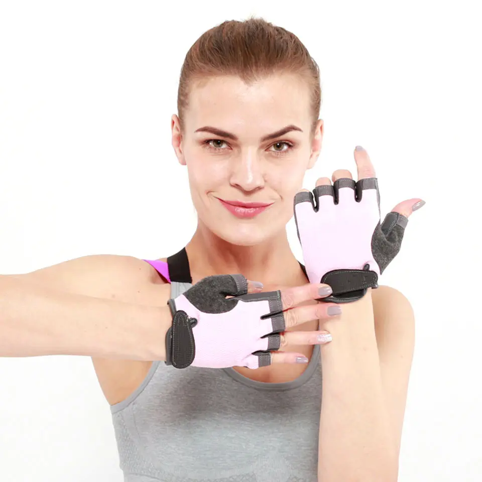 Aolikes Breathable Fingerless Motorcycle Gloves for Gym with Anti-Slip Shock-Absorbing Pad Cycling Gloves