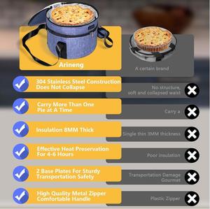 Bolsa Térmica Redonda Oxford para Pizza, Bandeja Aislada para Tartas, Porta Tartas de Dos Niveles para Picnics, Campamentos y Fiestas - Product Image 4