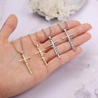 Mode géométrie amour lettre charme 18k plaqué or laiton croix pendentif collier bijoux pour femmes