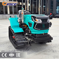 Petit tracteur à chenilles à quatre roues motrices assis avec motoculteur rotatif et moteur diesel agricole de 50 chevaux