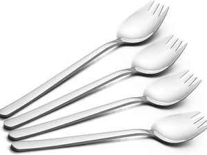 Stainless Steel Spoon Fork Combo Set 4-Pack Dual-Use Utensils for Noodles Salad Dessert Outdoor Dining - Product Image 1