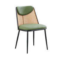 Chaise de salle à manger en acier de style nordique, luxe léger, vintage, minimaliste, moderne, avec dossier en fer et assise en cuir, sans accoudoirs, pour la maison, le restaurant, l'hôtel
