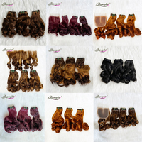 Estilo popular cortado de un solo donante con cutícula alineada Paquetes de cabello virgen Cabello humano Funmi SDD Pixie Curl Piano Color