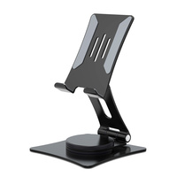 Soporte Universal Metálico para Teléfono y Tablet, Base Giratoria de 360°, Altura y Ángulo Ajustables, Plegable, para Escritorio