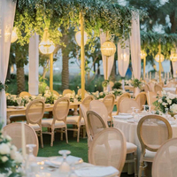 Vente en gros de chaises de soirée empilables en bois massif à dossier rond vintage Louis pour événement de mariage à louer